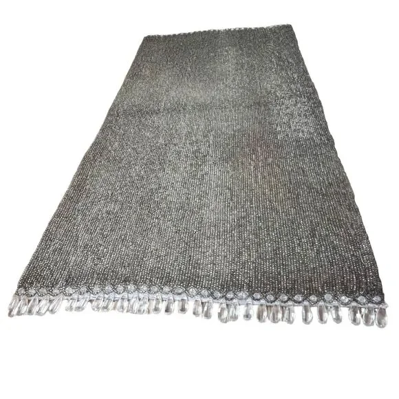 Vintage Heavy Beaded Table Runner Dining Decor 30”x 14 1/2” Bronze Gold Beading - Picture 3 of 16